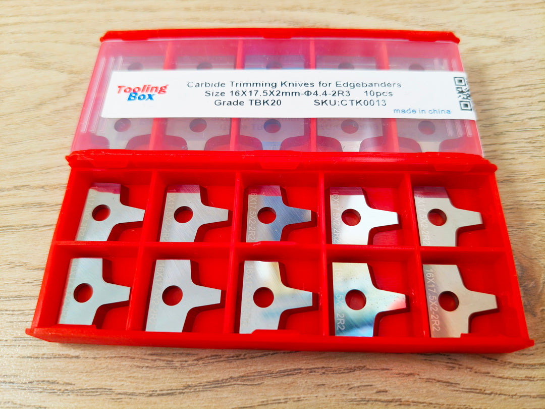 Carbide Trimming Knives for Edgebanders 16X17.5X2mm-Φ4.4, 10pcs/set
