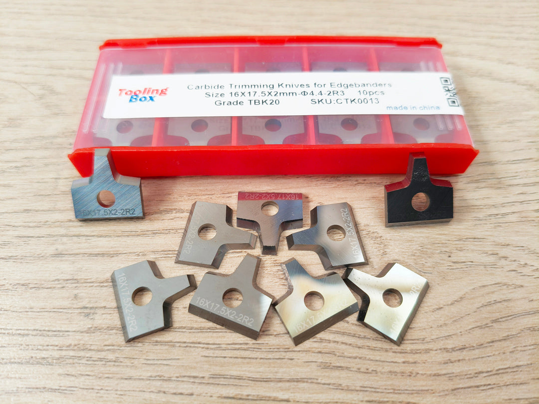 Carbide Trimming Knives for Edgebanders 16X17.5X2mm-Φ4.4, 10pcs/set
