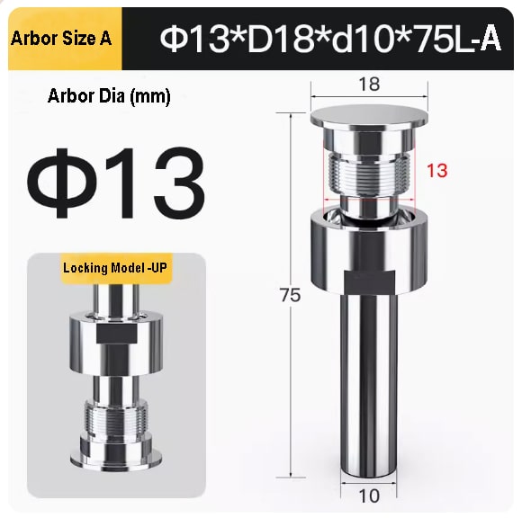 Arbor size of D13XD18Xd10X75L-A