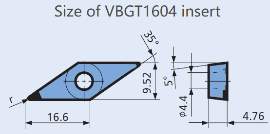 PCD Insert VBGT-TCD200 for Graphite,Ceramic and CFRP material machining,2pcs/set