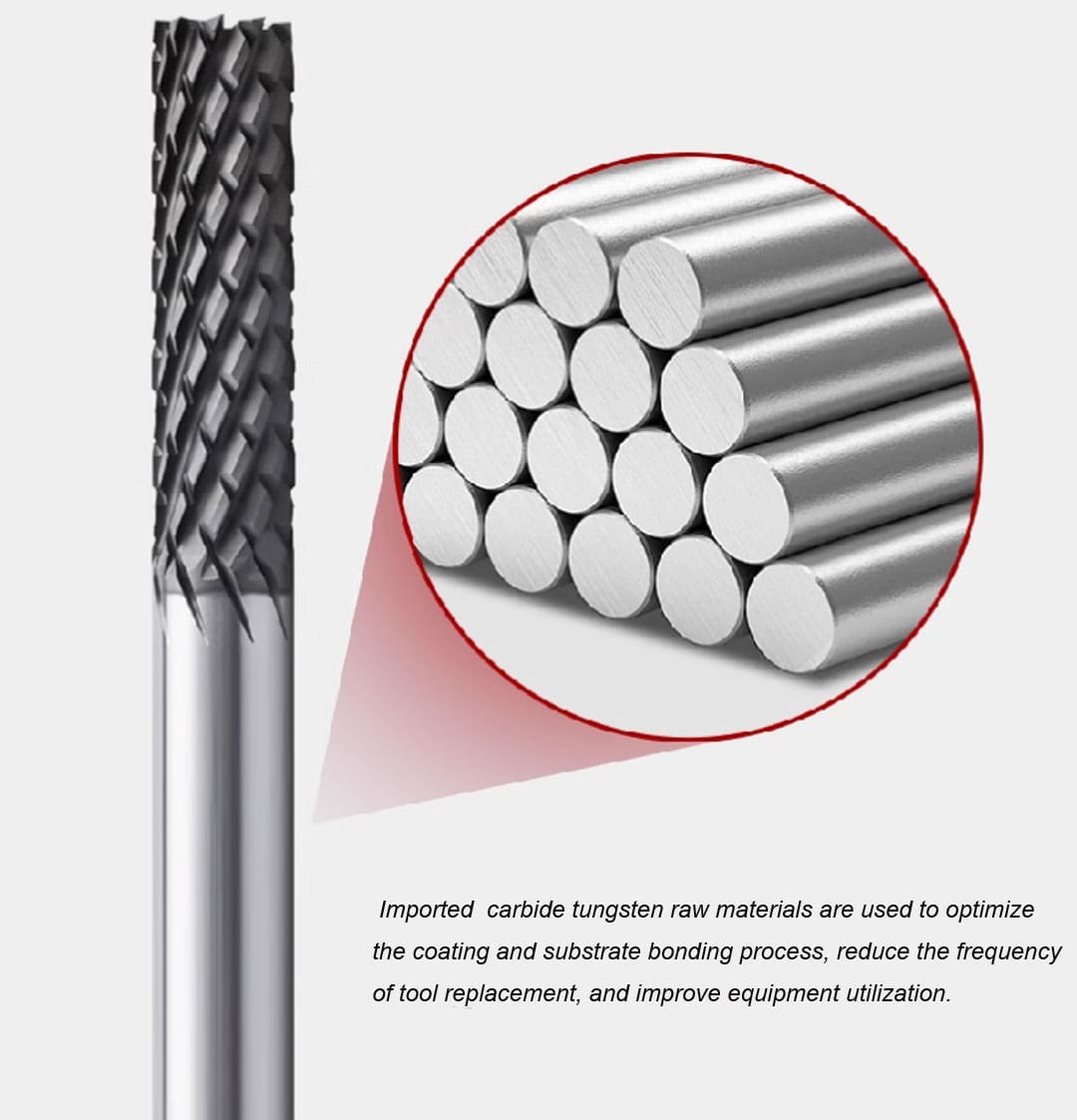 Corn Shaped Carbide End Mills with Diamond coating for Roughing carbon fiber and PCB circuit boards