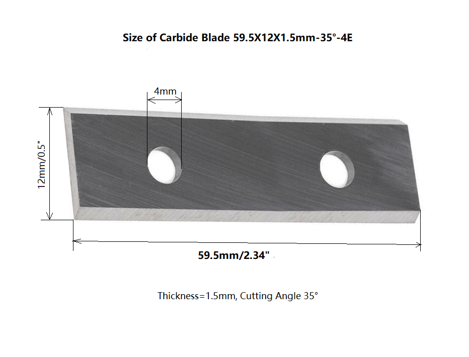 Rectangular Carbide Insert Knives 59.5X12X1.5mm
