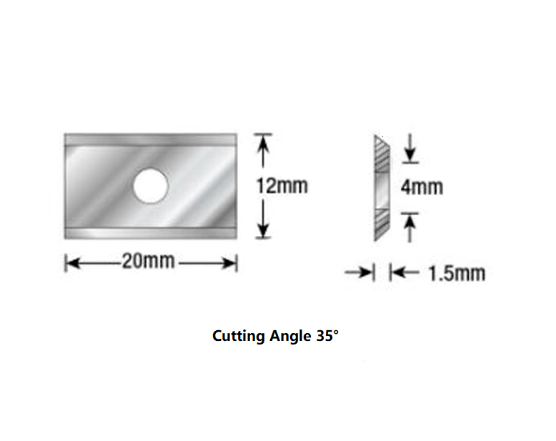 size of 20x12x1.5mm carbide insert
