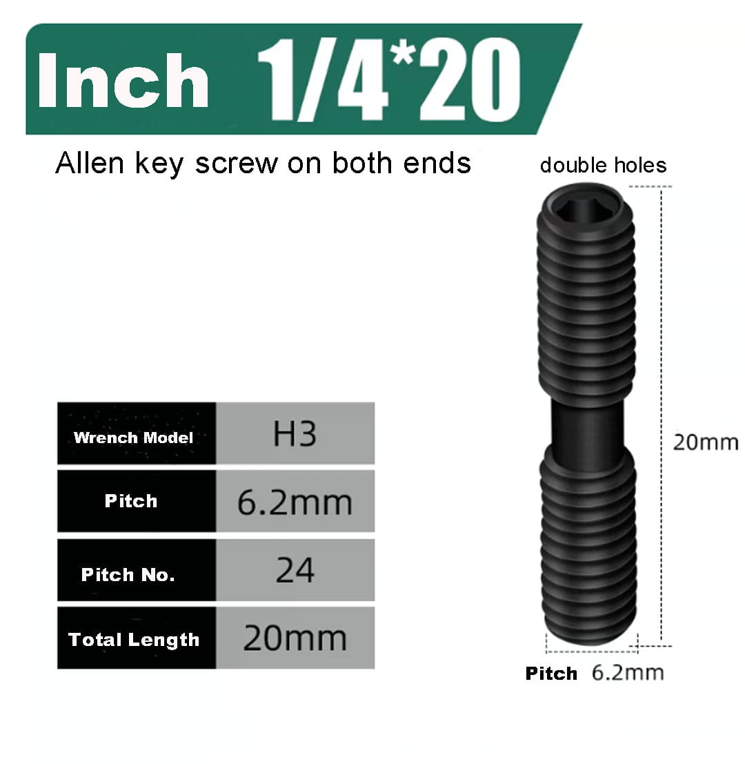 Double Head double-ended Screws for CNC Lathe Tools,Clamping Plate and Cutter Heads, 50pcs/set