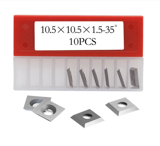 10.5x10.5x1.5mm -35° Square Carbide Indexable Insert Knives For RC-2247 Amana Router bit, 10pcs/set