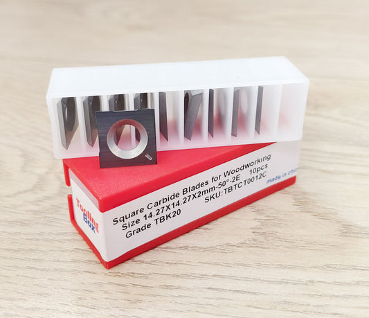 14.27x14.27x2.0mm-50° carbide cutter knives set, 10 pieces, woodworking blades for jointers and planers.