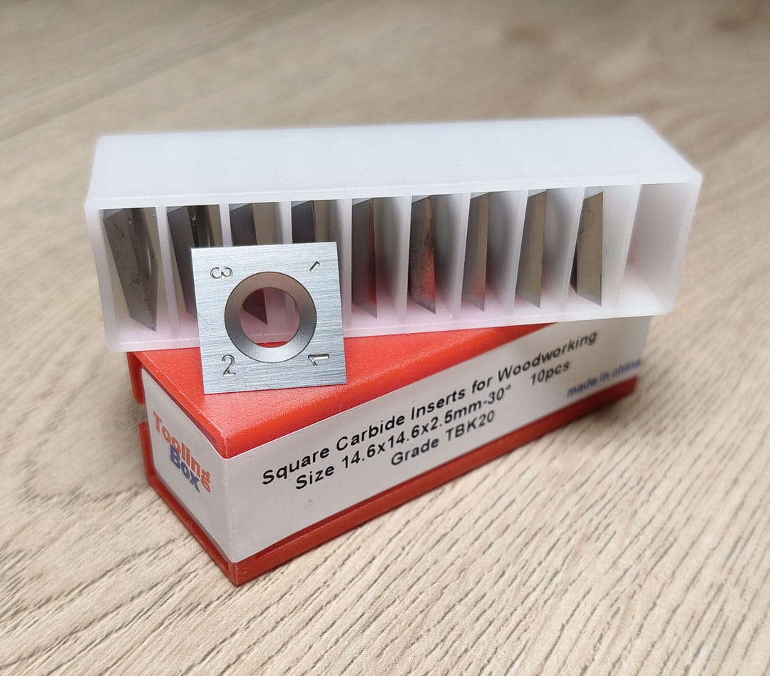 14.6X14.6X2.5mm Square Carbide Indexable Inserts Knife for Woodworking Spiral/Helical Planer, 10pcs/set