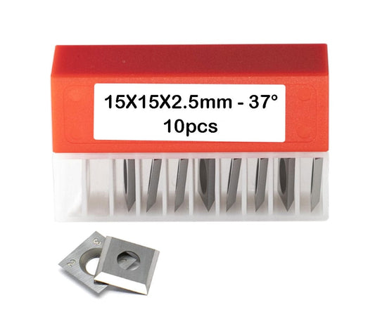 15x15x2.5mm-37° Carbide Replacement Insert Knives for European Helical Cutterhead, 10pcs/set