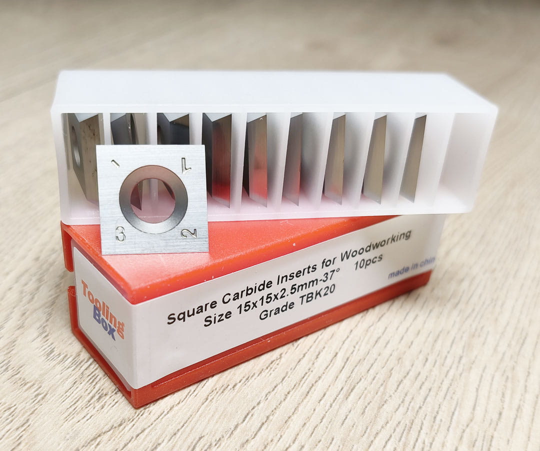 15x15x2.5mm-37° Carbide Replacement Insert Knives for European Helical Cutterhead, 10pcs/set