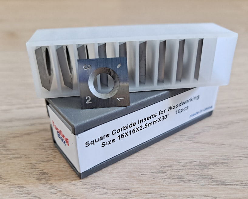 Square Carbide Indexable Cutters for Handheld Woodturning Lathe 15X15X2.5mmX30°, 10pcs/set