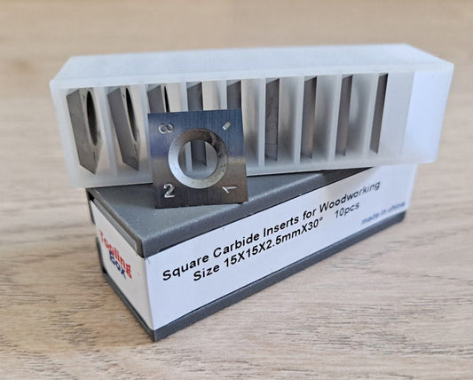 Square Carbide Indexable Cutters for Handheld Woodturning Lathe 15X15X2.5mmX30°, 10pcs/set