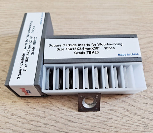 Square Carbide Indexable Cutters for Handheld Woodturning Lathe 15X15X2.5mmX30°, 10pcs/set