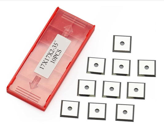 17x17x2.0mm -35° Square Carbide Indexable Insert Knives For Helical Cutterheads