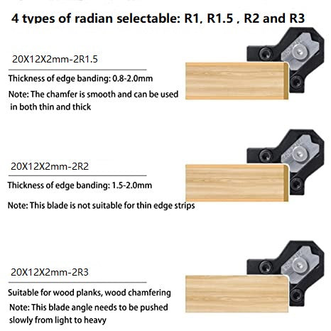 4 types of radian selectable for trimming knives