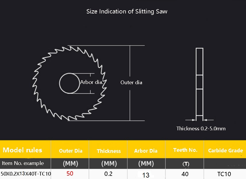 50mm size of carbide slitting saw