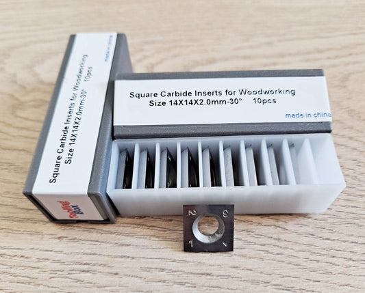 Square Carbide Indexable Cutters for Handheld Woodturning Lathe 14X14X2mmX30°, 10pcs/set