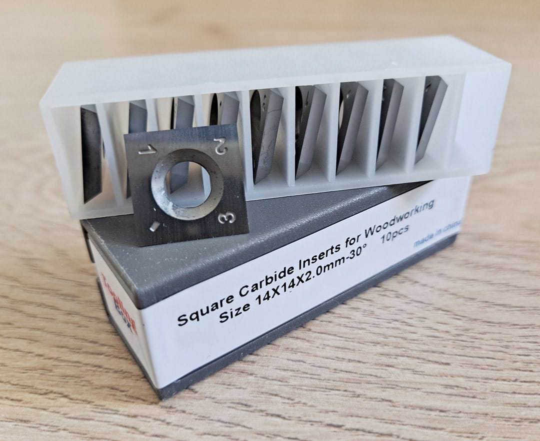 Square Carbide Indexable Cutters for Handheld Woodturning Lathe 14X14X2mmX30°, 10pcs/set