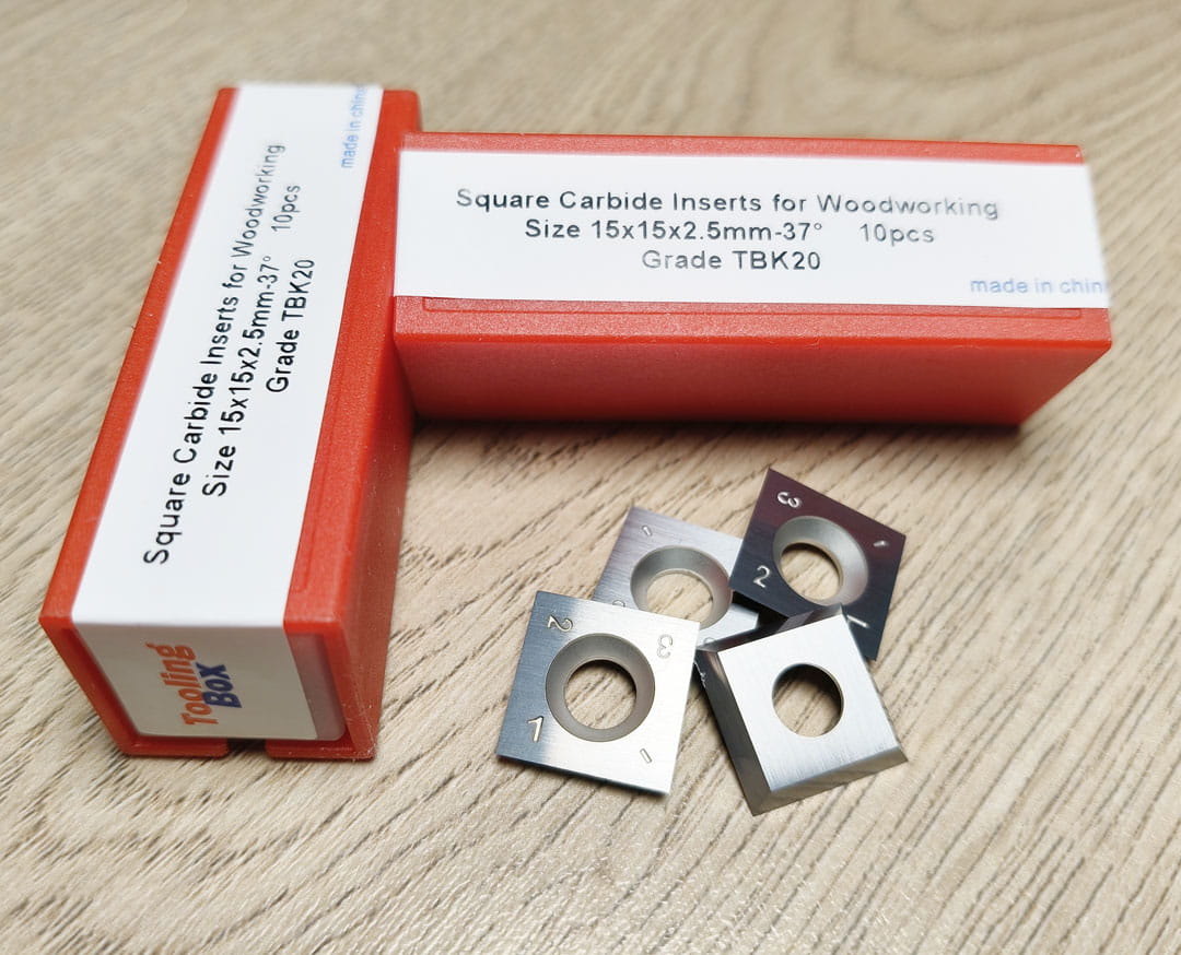 15x15x2.5mm-37° Carbide Replacement Insert Knives for European Helical Cutterhead, 10pcs/set