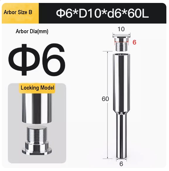 arbor size of D6XD10Xd10X60L-B