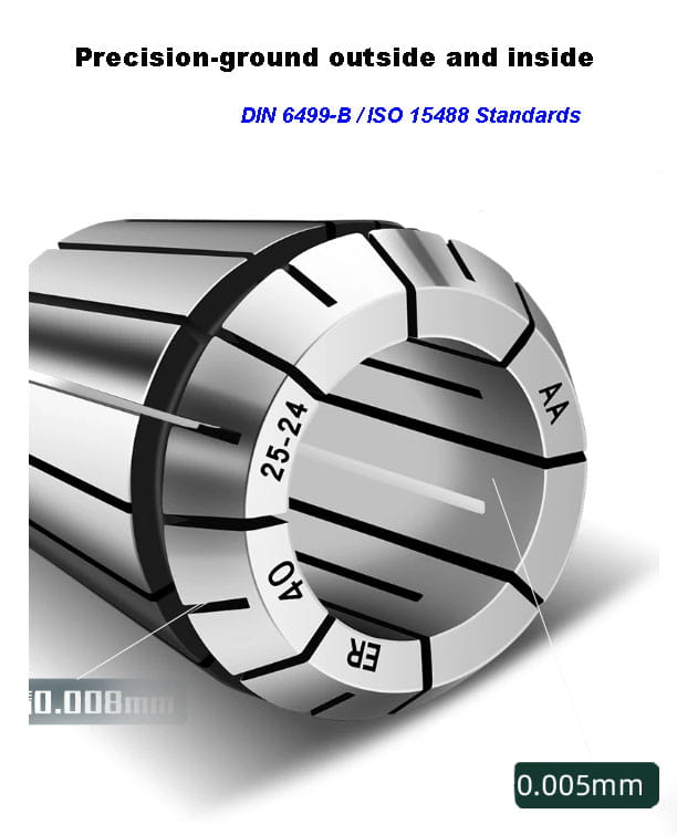 ER11 - PRECISION COLLET TIR 0.0002"/5μm for CNC TOOL HOLDER, 5PCS/Set