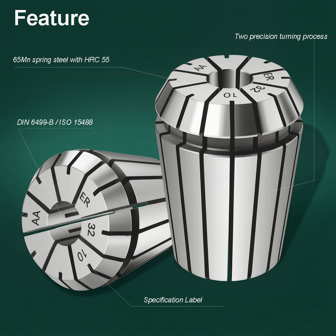 ER11 - PRECISION COLLET TIR 0.0002"/5μm for CNC TOOL HOLDER, 5PCS/Set