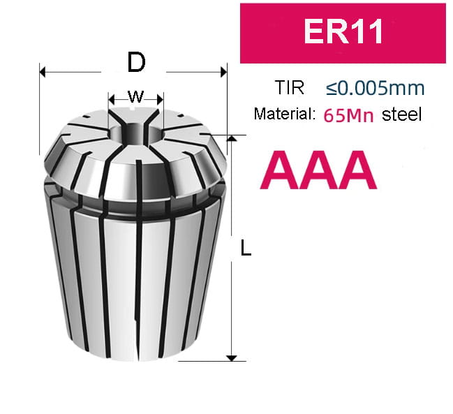 ER11 - PRECISION COLLET TIR 0.0002"/5μm for CNC TOOL HOLDER, 5PCS/Set
