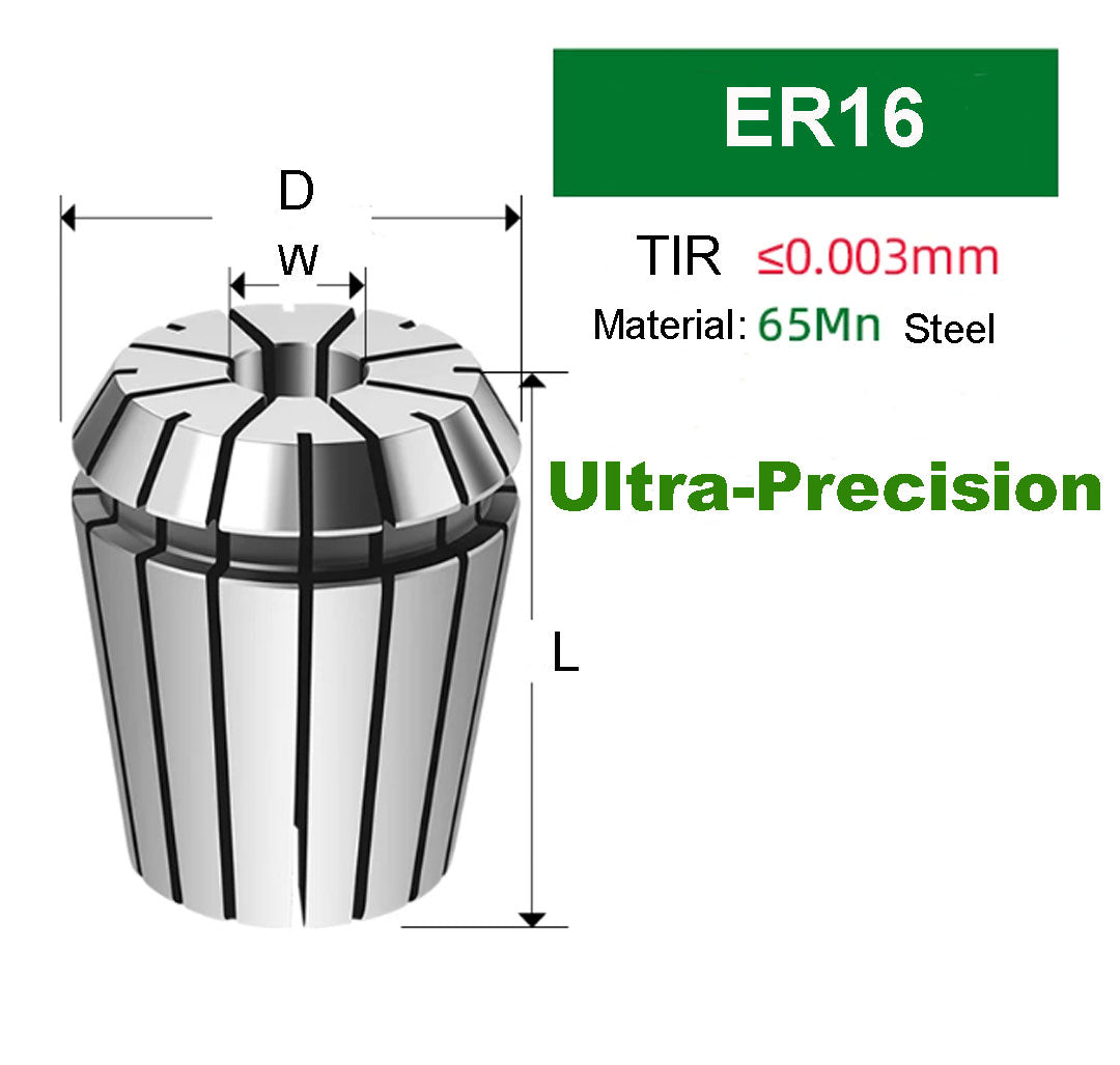 ER16 - ULTRA PRECISION COLLET TIR 0.00012"/3μm for CNC TOOL HOLDER, 2PCS/Set