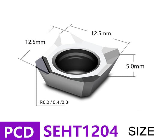 PCD Milling Insert SEHT1204- TCD100 for Aluminum (Si<13%) Alloy, Non-metal &Wood Plank, 2pcs/set