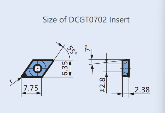 PCD Insert DCGT-TCD100 for Aluminum (Si<13%) Alloy, Non-metal &Wood Plank, 2pcs/set