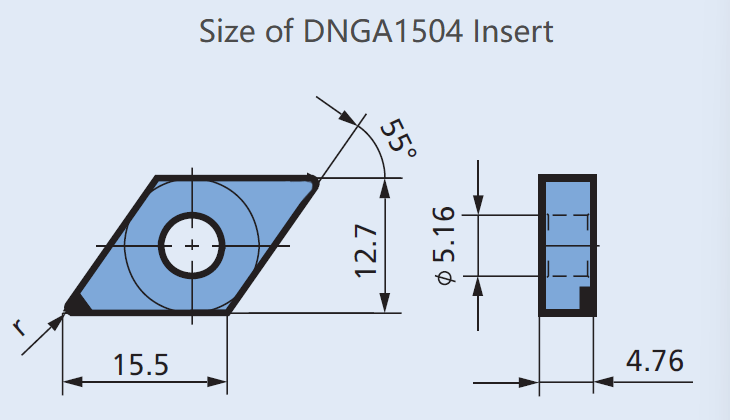 PCD Insert DNGA15-TCD100 for Aluminum (Si<13%) Alloy, Non-metal &Wood Plank, 2pcs/set