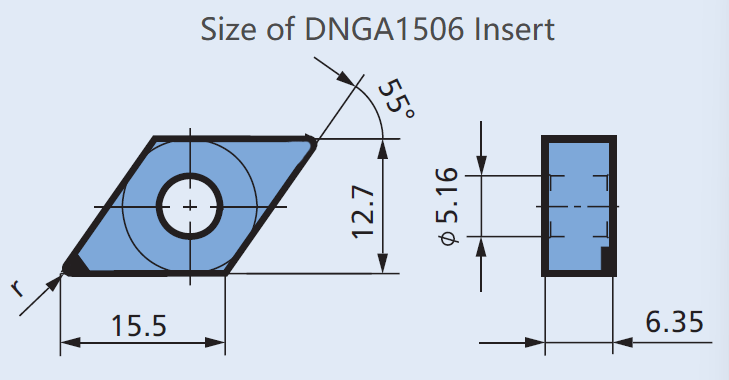 PCD Insert DNGA15-TCD100 for Aluminum (Si<13%) Alloy, Non-metal &Wood Plank, 2pcs/set