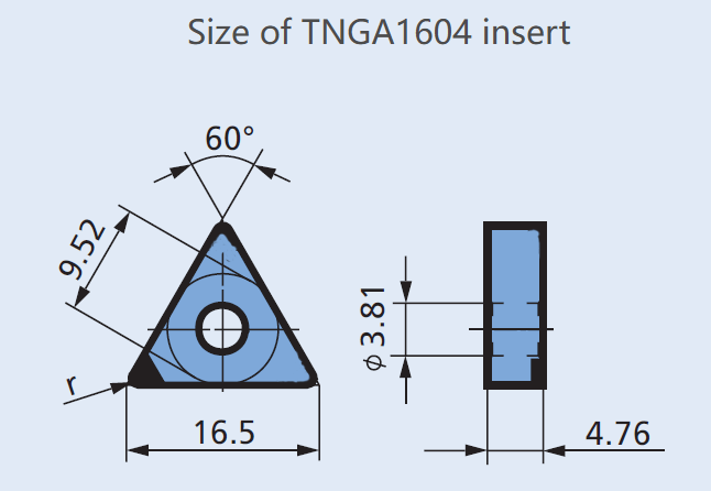 PCD Insert TNGA16-TCD300 for Aluminum (Si>13%) Alloy, MMC and Rocks , 2pcs/set