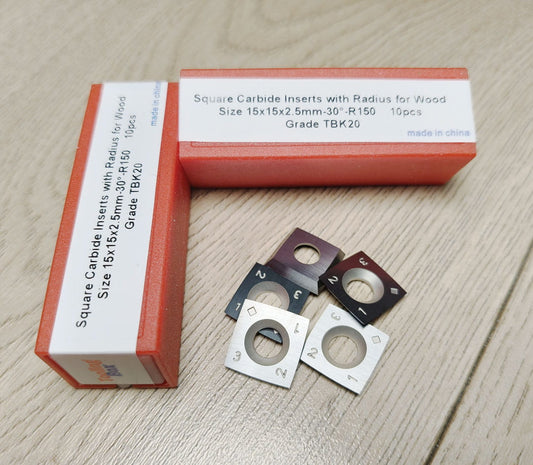 Carbide Indexable Inserts Knife for Spiral Cutterblocks 15x15x2.5mm-30°-R150, 10pcs/set