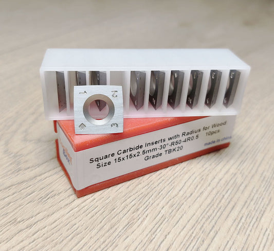 Carbide Indexable Inserts Knife for Shelix Cutterhead 15x15x2.5mm-30°-R50-4R0.5, 10pcs/set