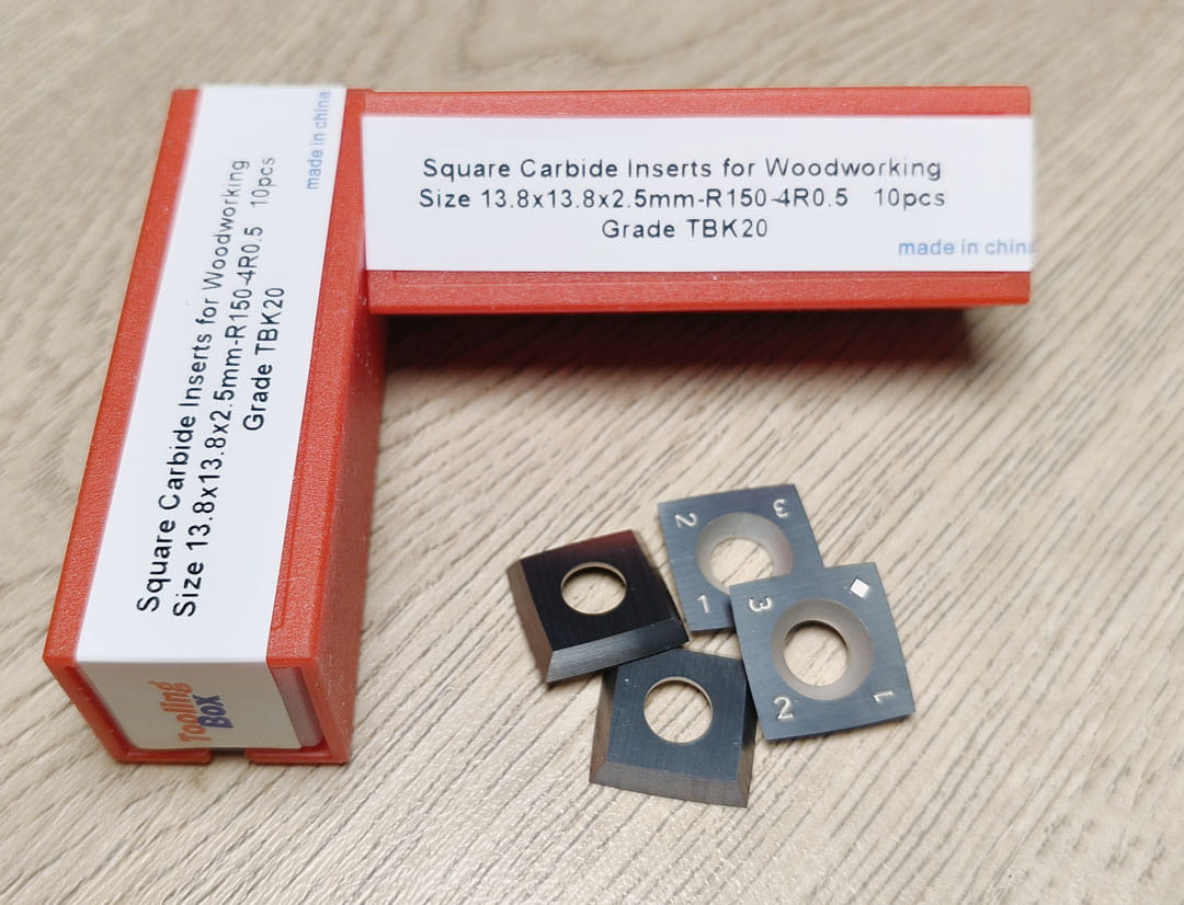 13.8X13.8X2.5mm Square Carbide Indexable Inserts Knife for the cutterblock of Felder, Hammer and Format Machines, 10pcs/set
