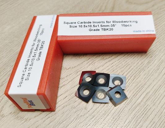 10.5x10.5x1.5mm -35° Square Carbide Indexable Insert Knives For RC-2247 Amana Router bit, 10pcs/set