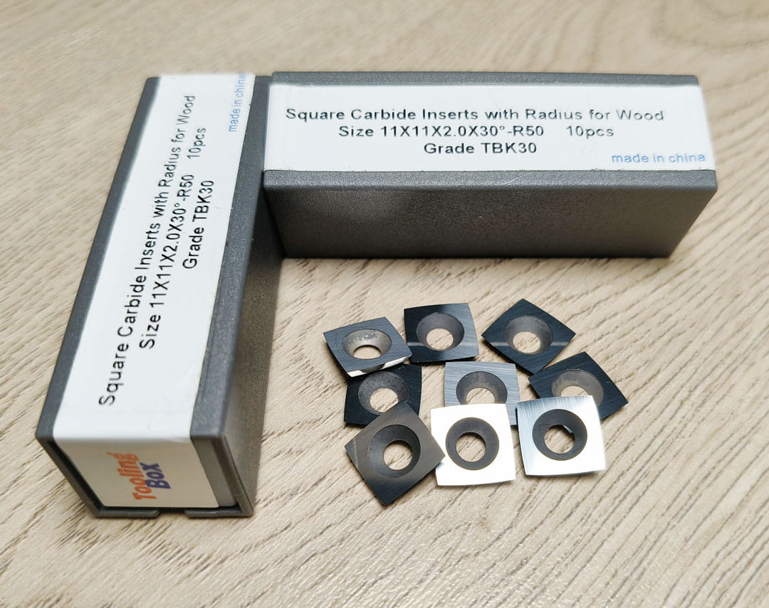 Square Radius Shape Carbide Inserts Cutters for Handheld Woodturning Lathe 11x11x2.0mm-R50,10pcs/set