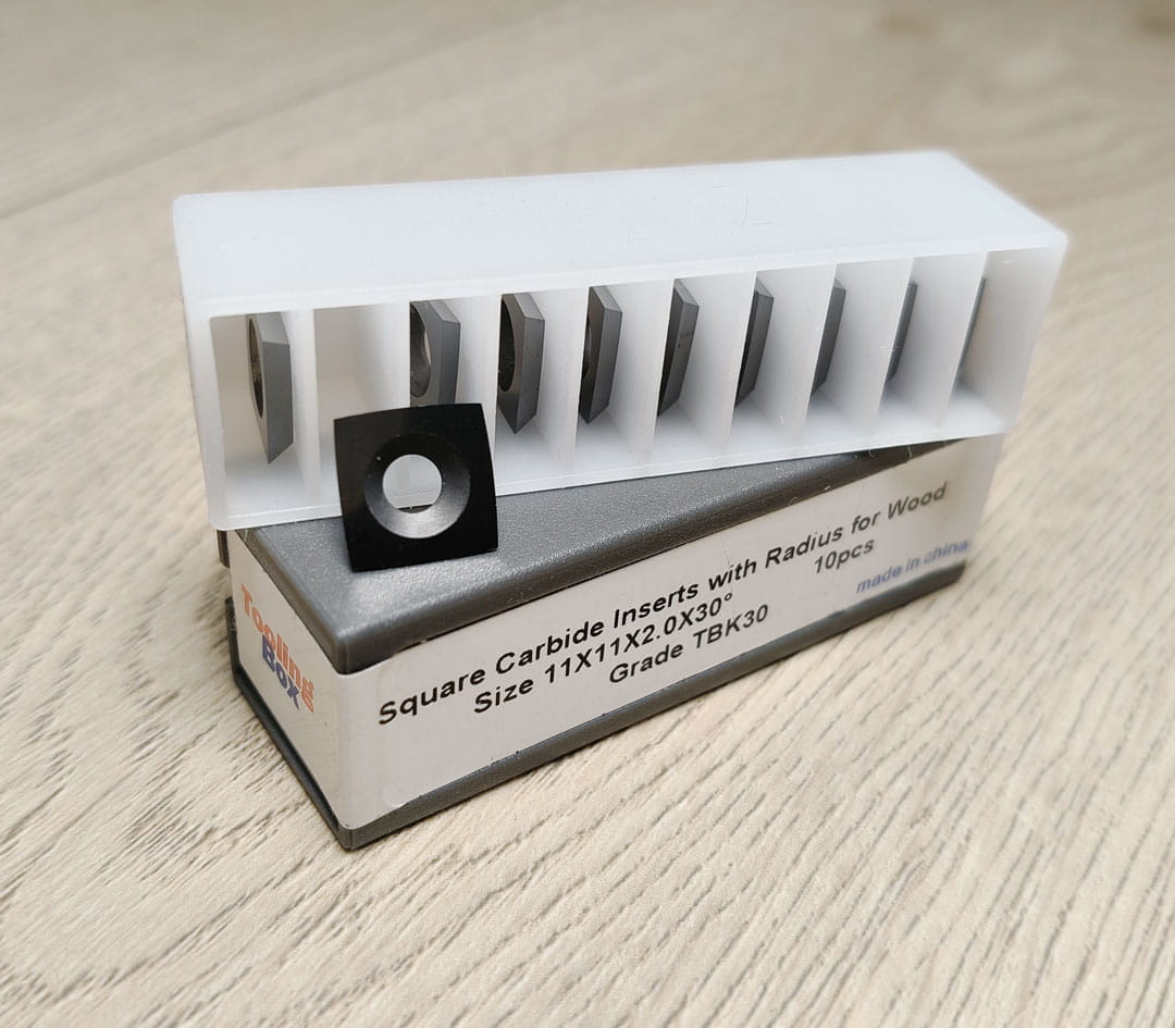 Square Carbide Indexable Cutters for Handheld Woodturning Lathe 11X11X2mmX30°, 10pcs/set