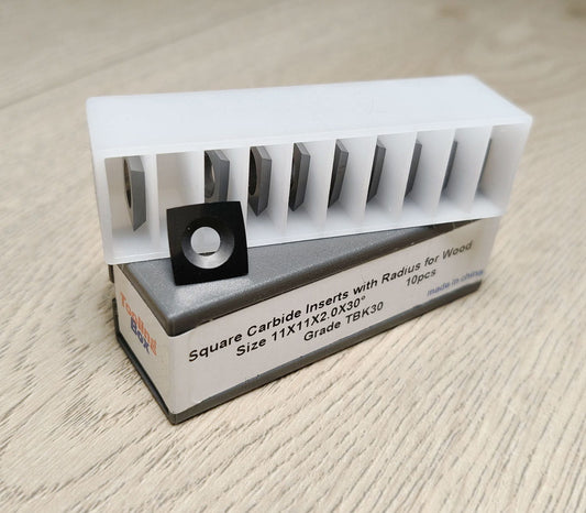 Square Carbide Indexable Cutters for Handheld Woodturning Lathe 11X11X2mmX30°, 10pcs/set