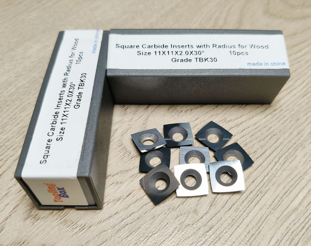 Square Carbide Indexable Cutters for Handheld Woodturning Lathe 11X11X2mmX30°, 10pcs/set