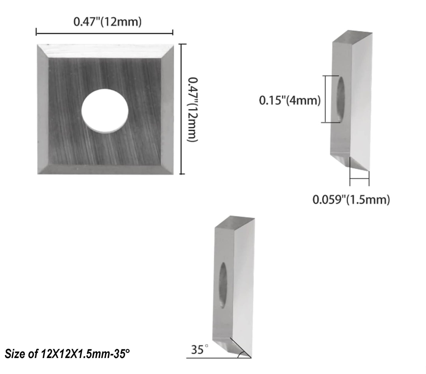 12mmX12mm Square Carbide Indexable Inserts Knife for woodworking , 10pcs/set
