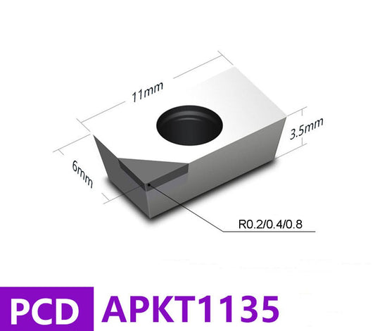 PCD Milling Insert APKT- TCD100 for Aluminum (Si<13%) Alloy, Non-metal &Wood Plank, 2pcs/set
