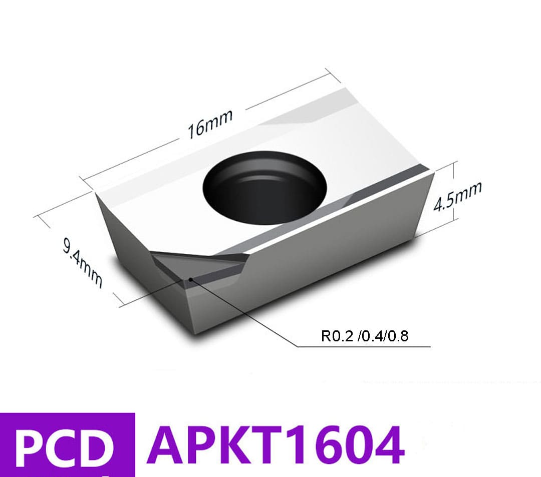 PCD Milling Insert APKT- TCD100 for Aluminum (Si<13%) Alloy, Non-metal &Wood Plank, 2pcs/set
