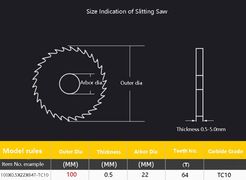 100mm size of carbide slitting cutter