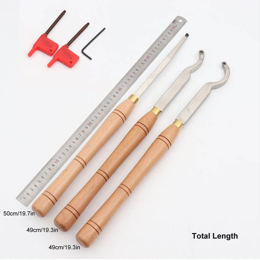 size of Hook Style Wood Handheld Turning Tool Handle Set