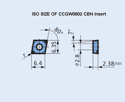CBN insert CCGW0602-TBN50 for Powder Metallurgy Material,2 cutting edges
