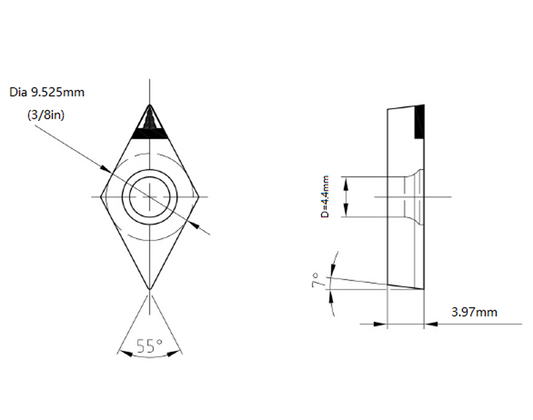 size of dcgw1103 pcd insert with chip breaker