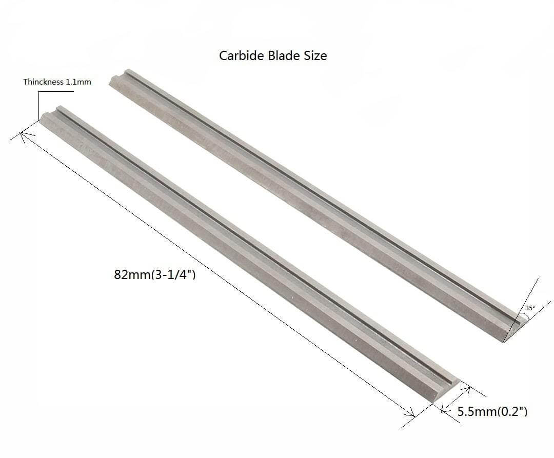 size of Carbide Planer Blades 3-1/4" 82X5.5X1.1mm-35°