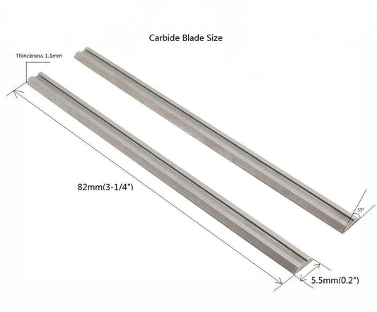 size of Carbide Planer Blades 3-1/4" 82X5.5X1.1mm-35°