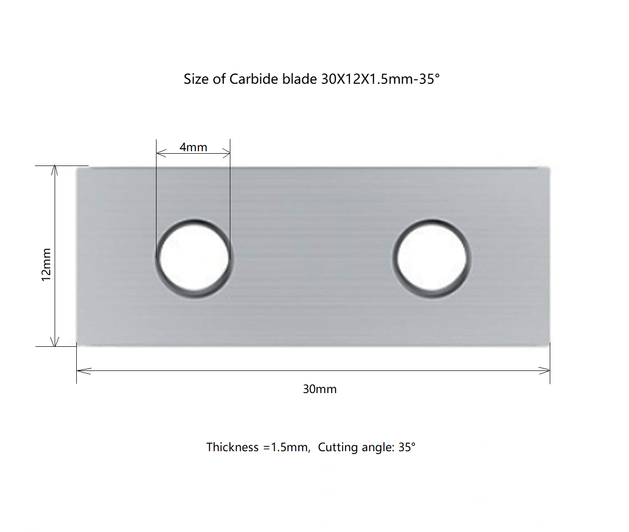 Size of Carbide blade 30X12X1.5mm-35°